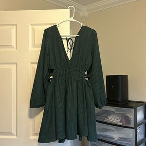 Emerald Green Dress , Cinched at Waist